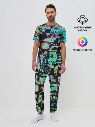 Мужская пижама с брюками / ГЛИТЧ / GLITCH ЗАСТАВКА