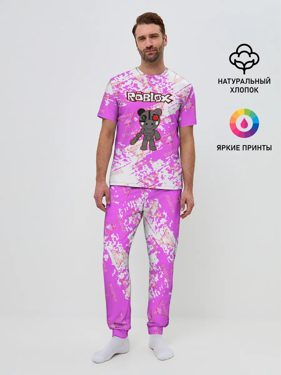 Мужская пижама с брюками / Свинка Пигги из Roblox