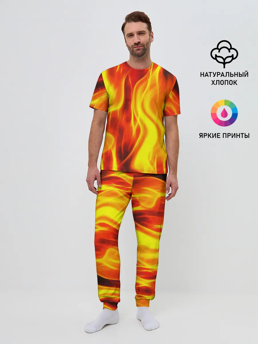 Мужская пижама с брюками / Неон Огонь
