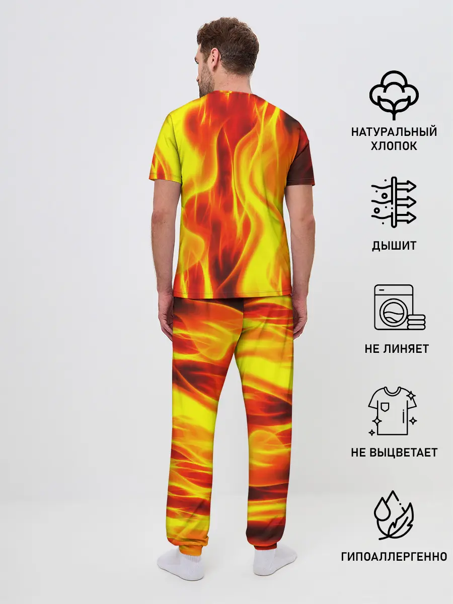 Мужская пижама с брюками / Неон Огонь