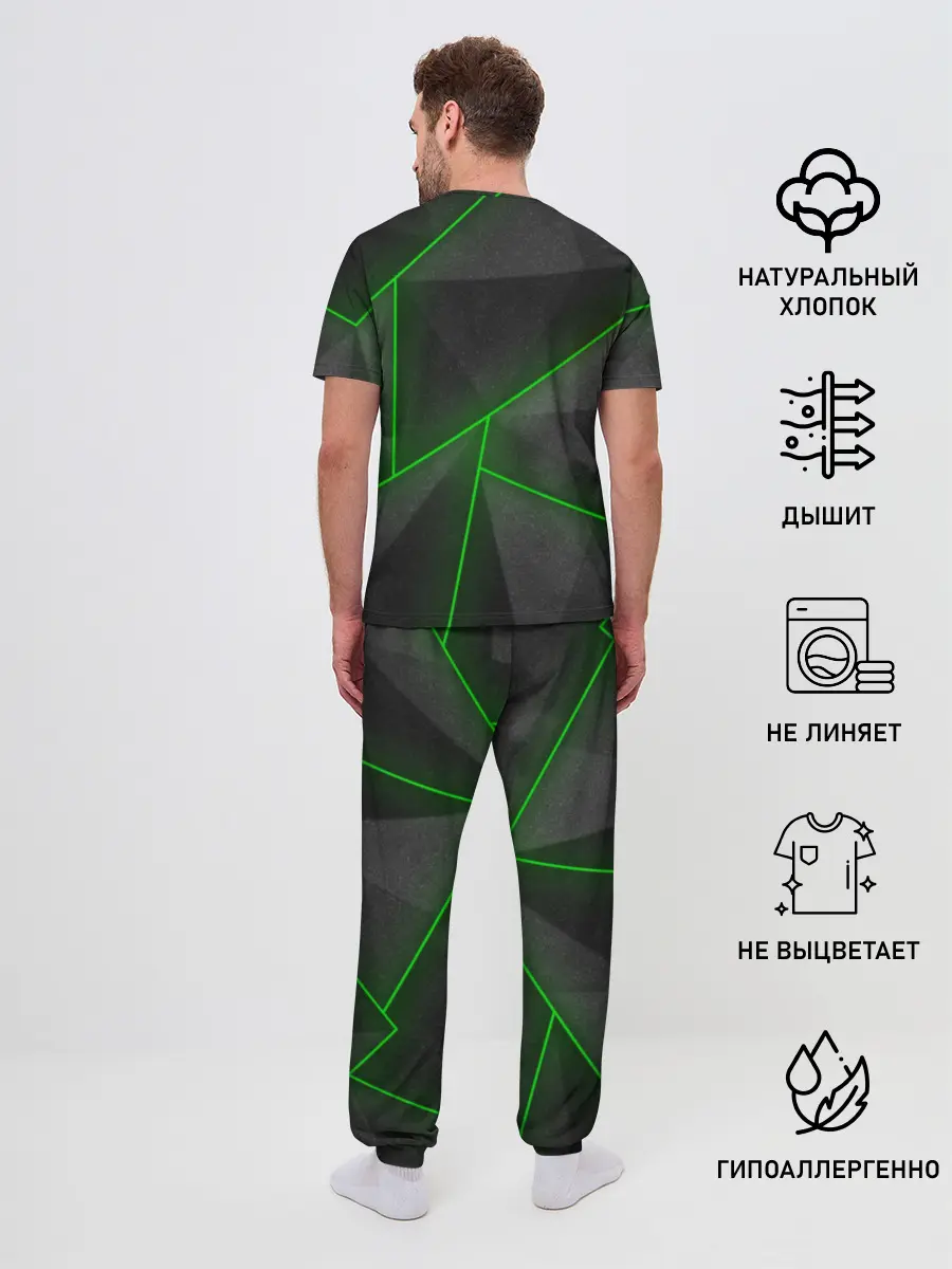 Мужская пижама с брюками / Неоновые линии