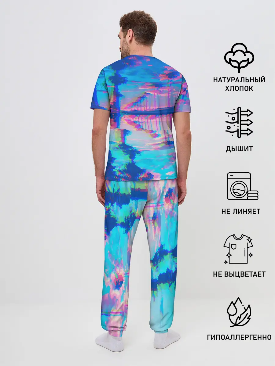 Мужская пижама с брюками / ГАВАЙИ ГЛИТЧ