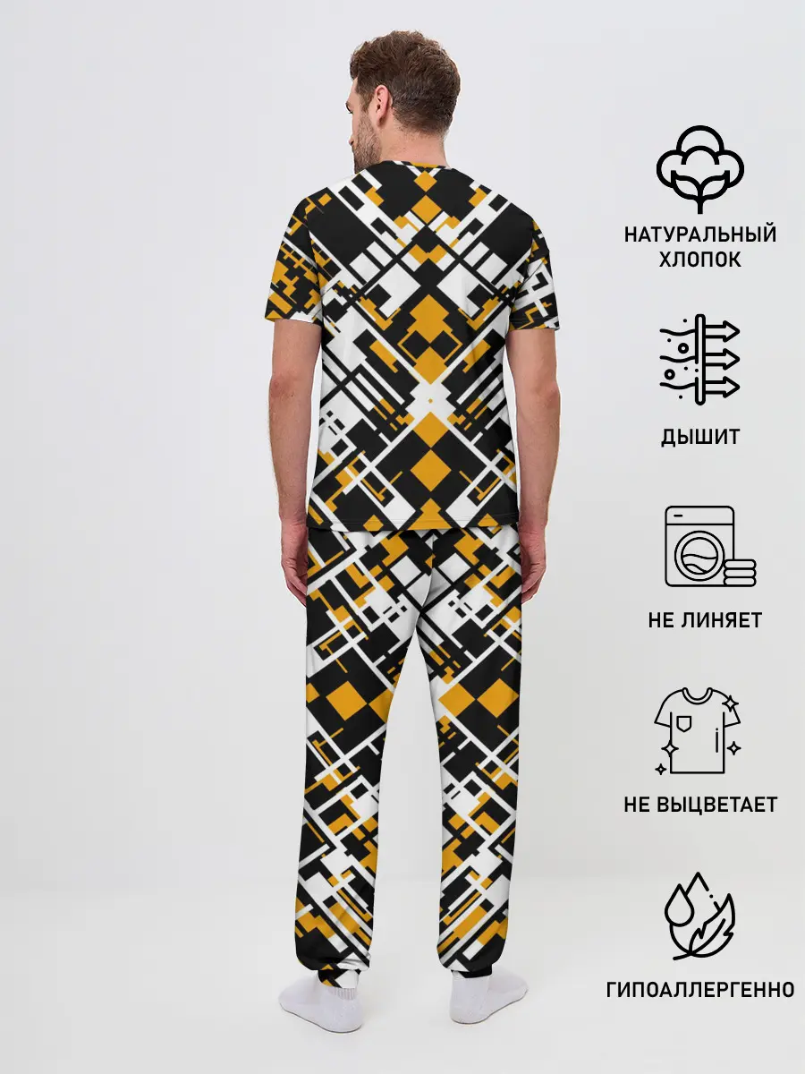 Мужская пижама с брюками / КИБЕРПАНК,ФАНТАСТИКА,ГЕОМЕТРИЯ