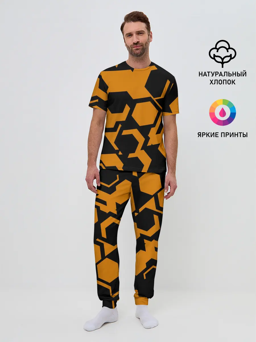 Мужская пижама с брюками / КИБЕРПАНК, жёлтый