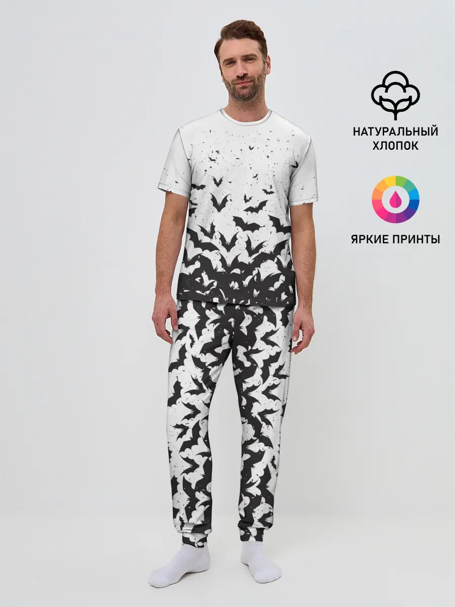 Мужская пижама с брюками / Летучие мыши