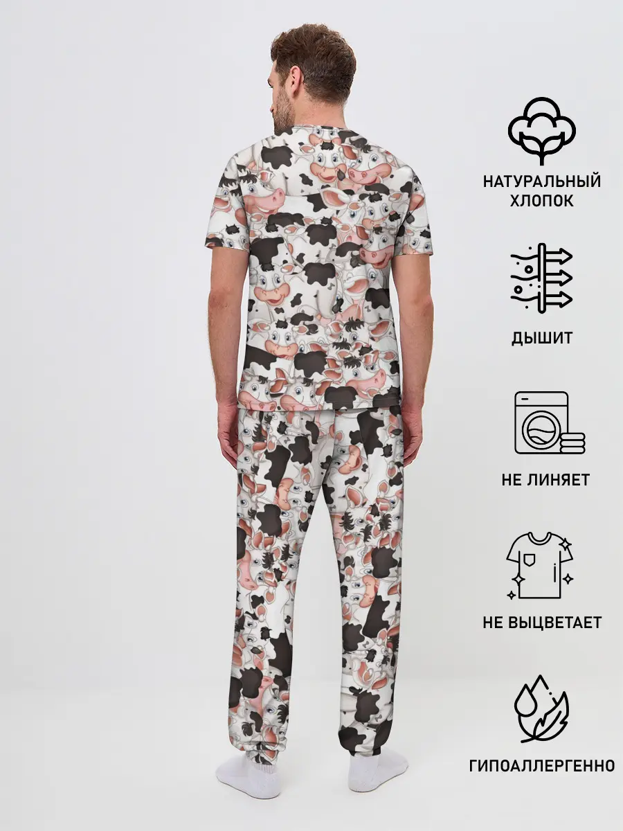 Мужская пижама с брюками / Коровы
