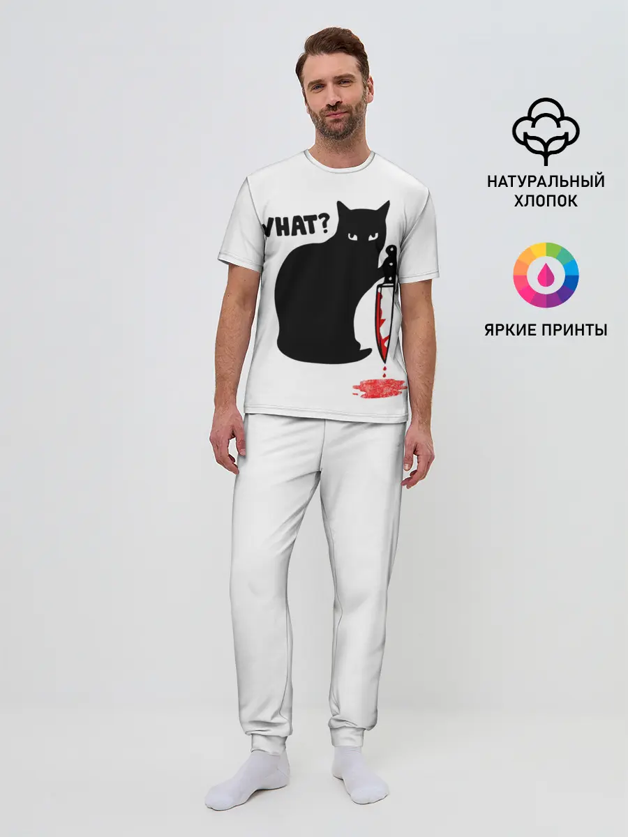 Мужская пижама с брюками / What Cat