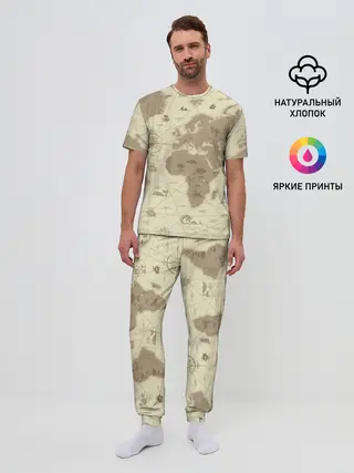 Мужская пижама с брюками / Карта мира