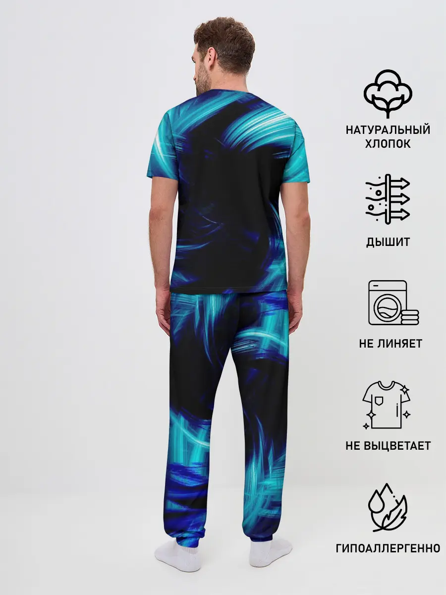 Мужская пижама с брюками / Неоновый вихрь
