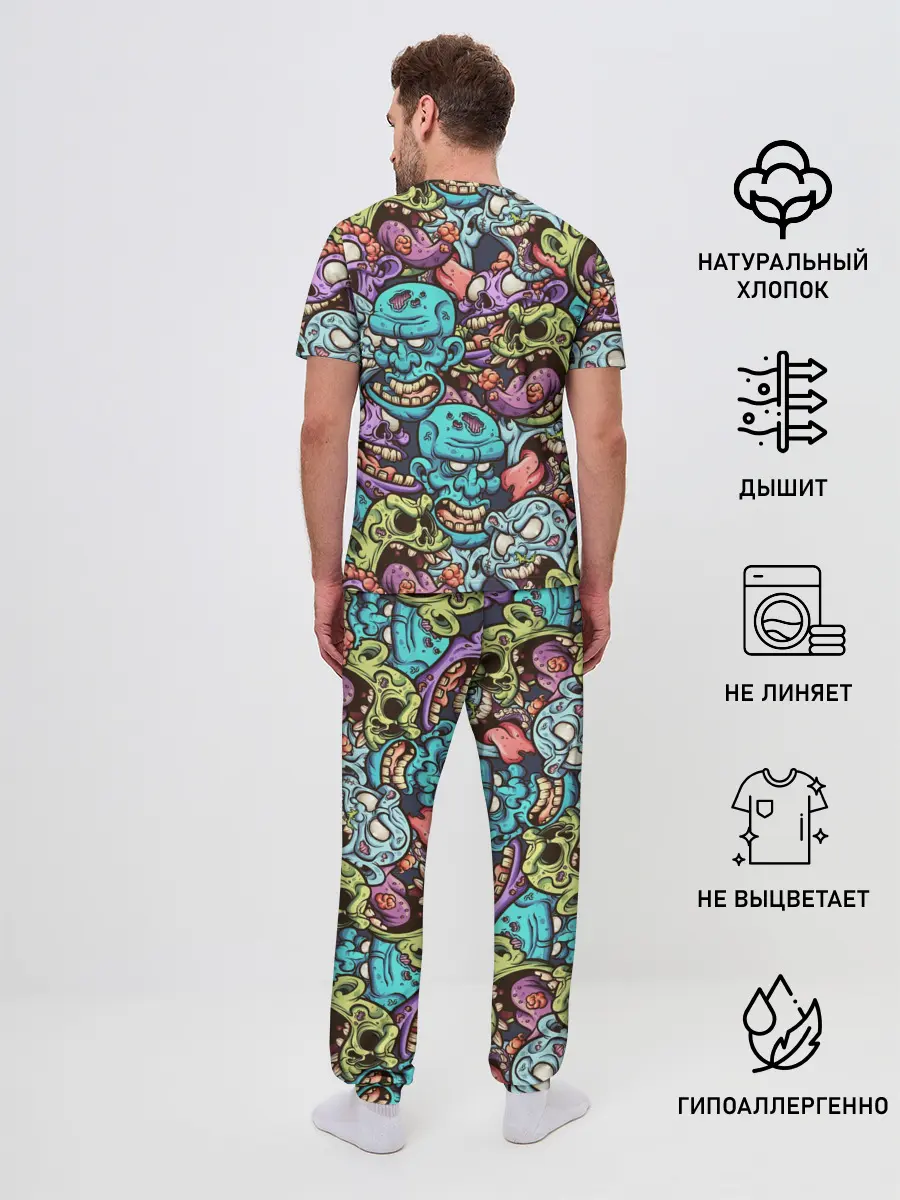 Мужская пижама с брюками / Зомби Паттерн
