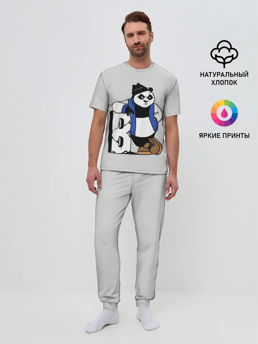 Мужская пижама с брюками / Серьёзная Панда