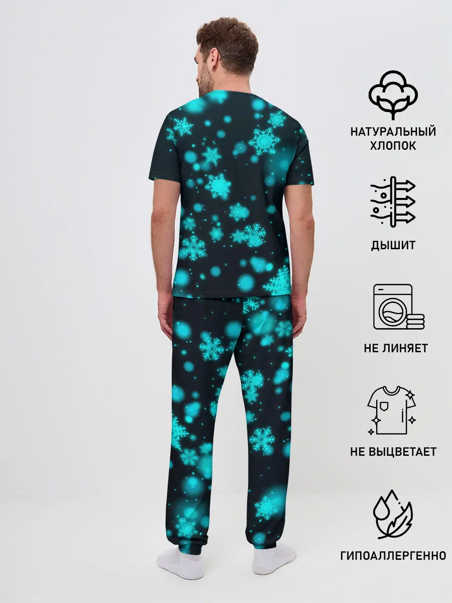 Мужская пижама с брюками / Новогодний пингвин