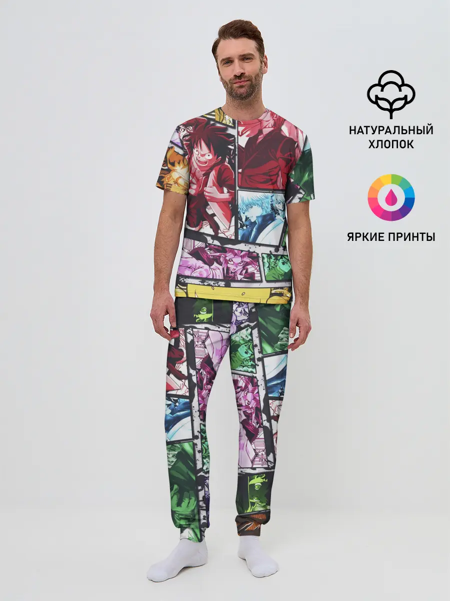 Мужская пижама с брюками / EPIC MAIN ANIME CHARACTERS 3D!