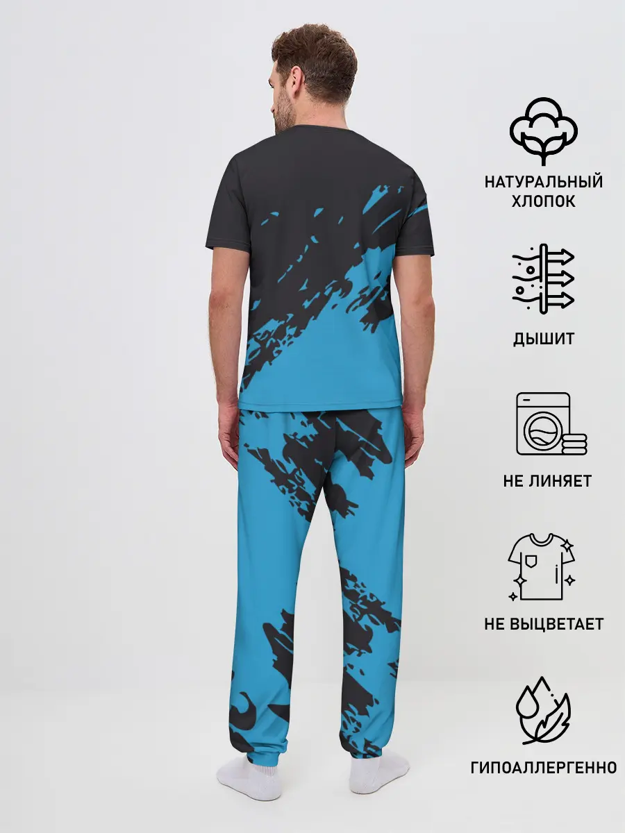 Мужская пижама с брюками / One Piece синий всплеск