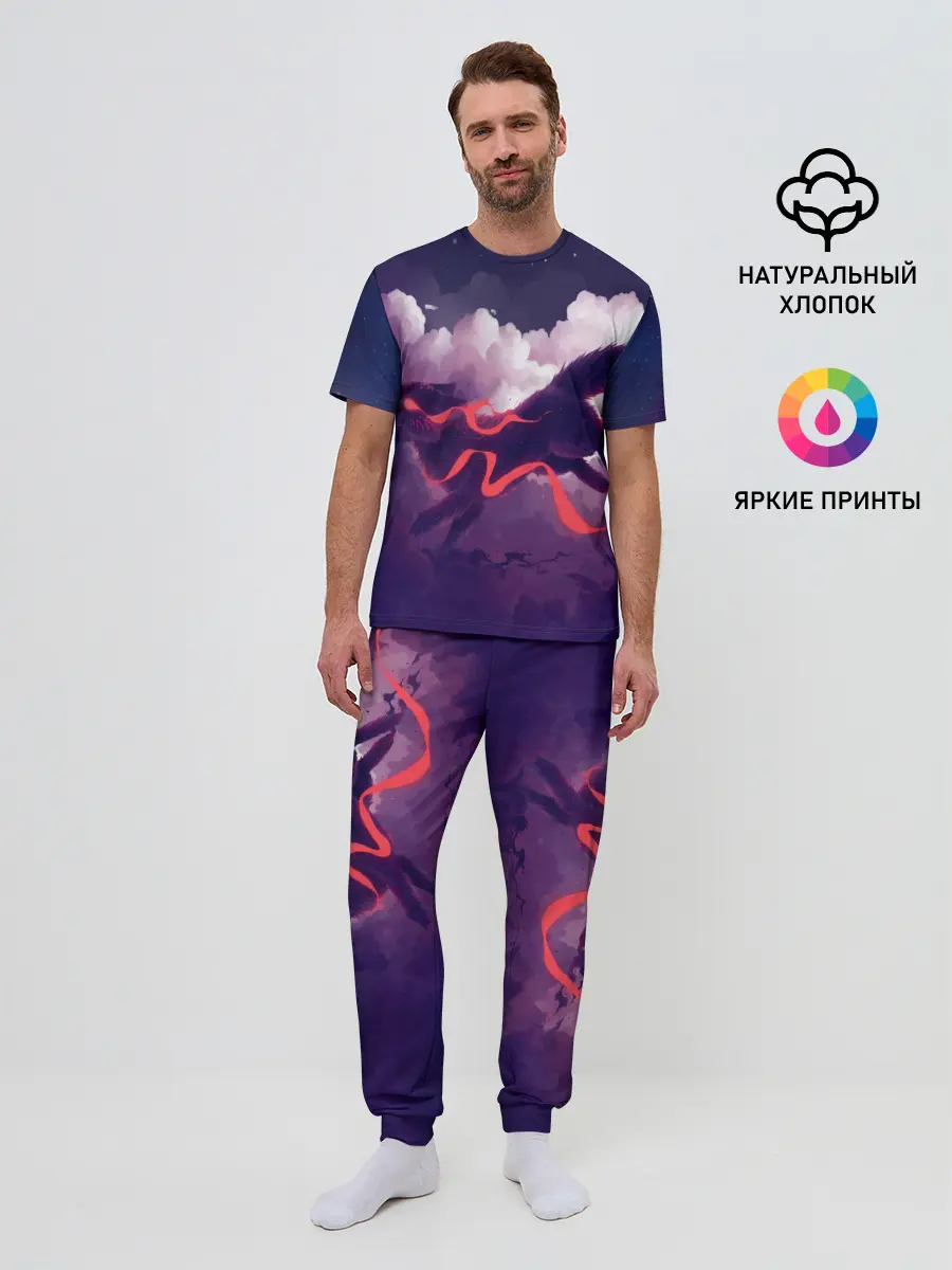 Мужская пижама с брюками / Лиса бежит по облакам