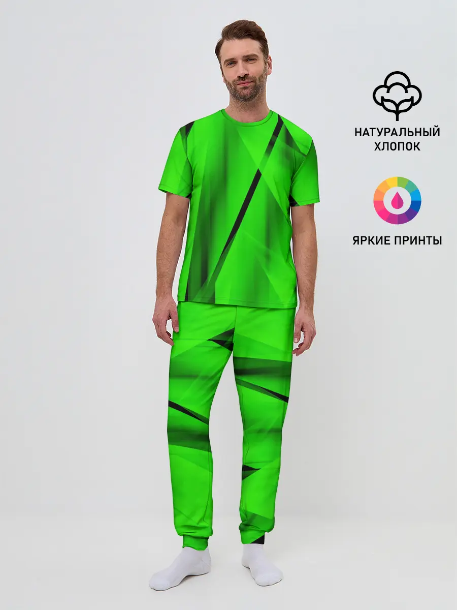 Мужская пижама с брюками / Зеленый неон