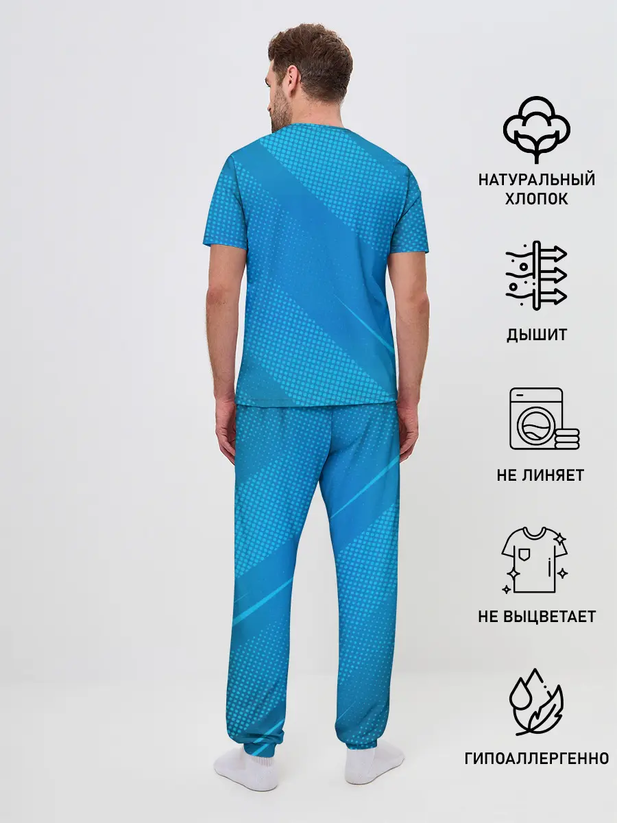 Мужская пижама с брюками / Initial D машина на голубом фоне