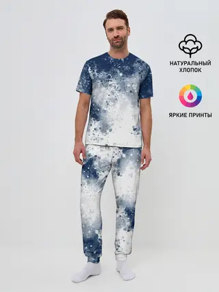 Мужская пижама с брюками / Чернильные капли