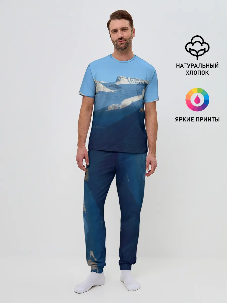 Мужская пижама с брюками / Снежные горы
