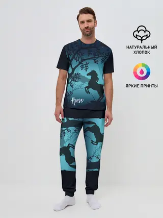 Мужская пижама с брюками / Конь