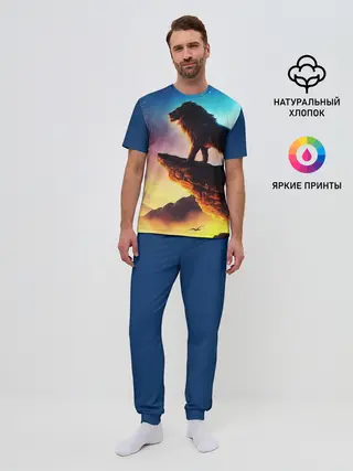 Мужская пижама с брюками / Лев