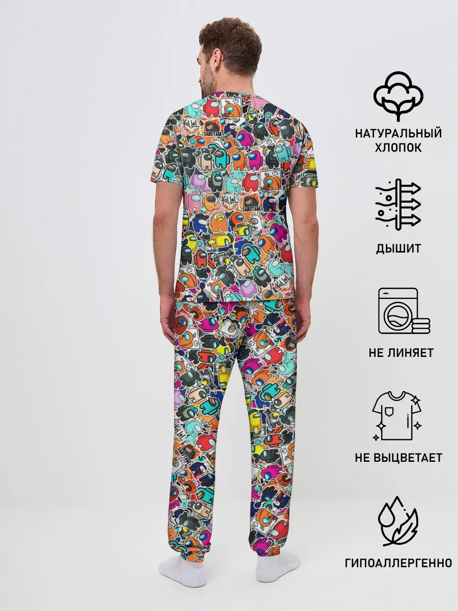 Мужская пижама с брюками / Among Us sticker bombing