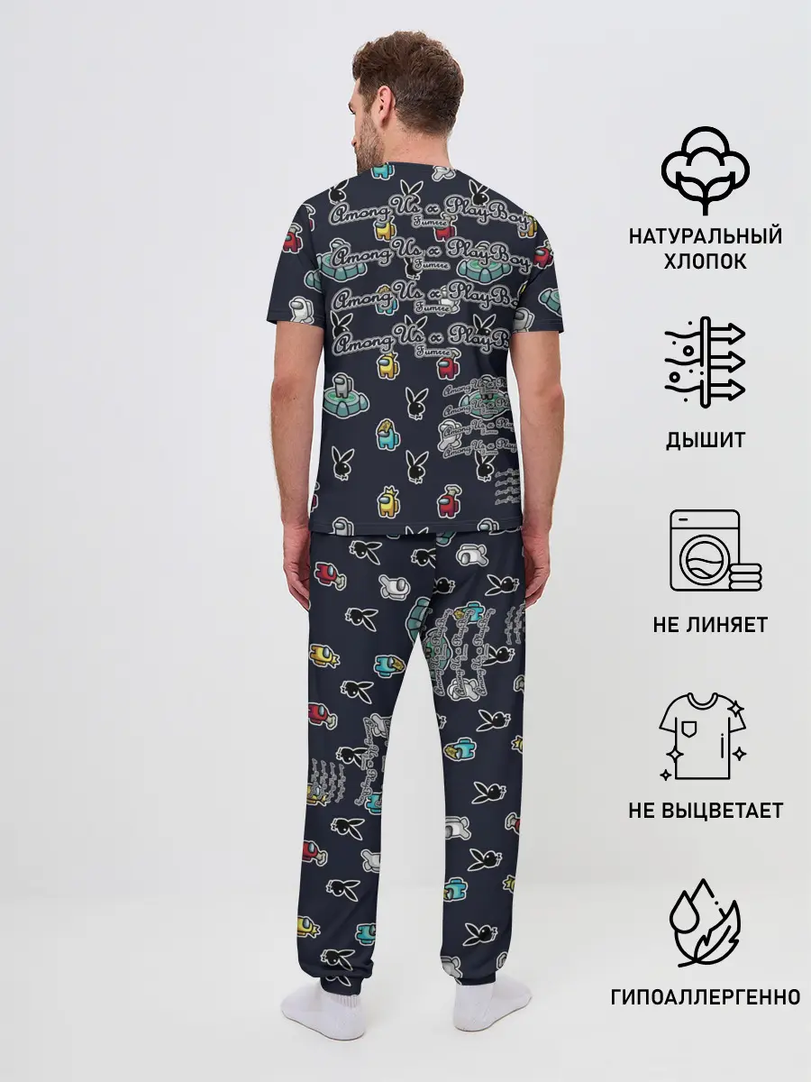 Мужская пижама с брюками / PlayBoy x Among Us monogram