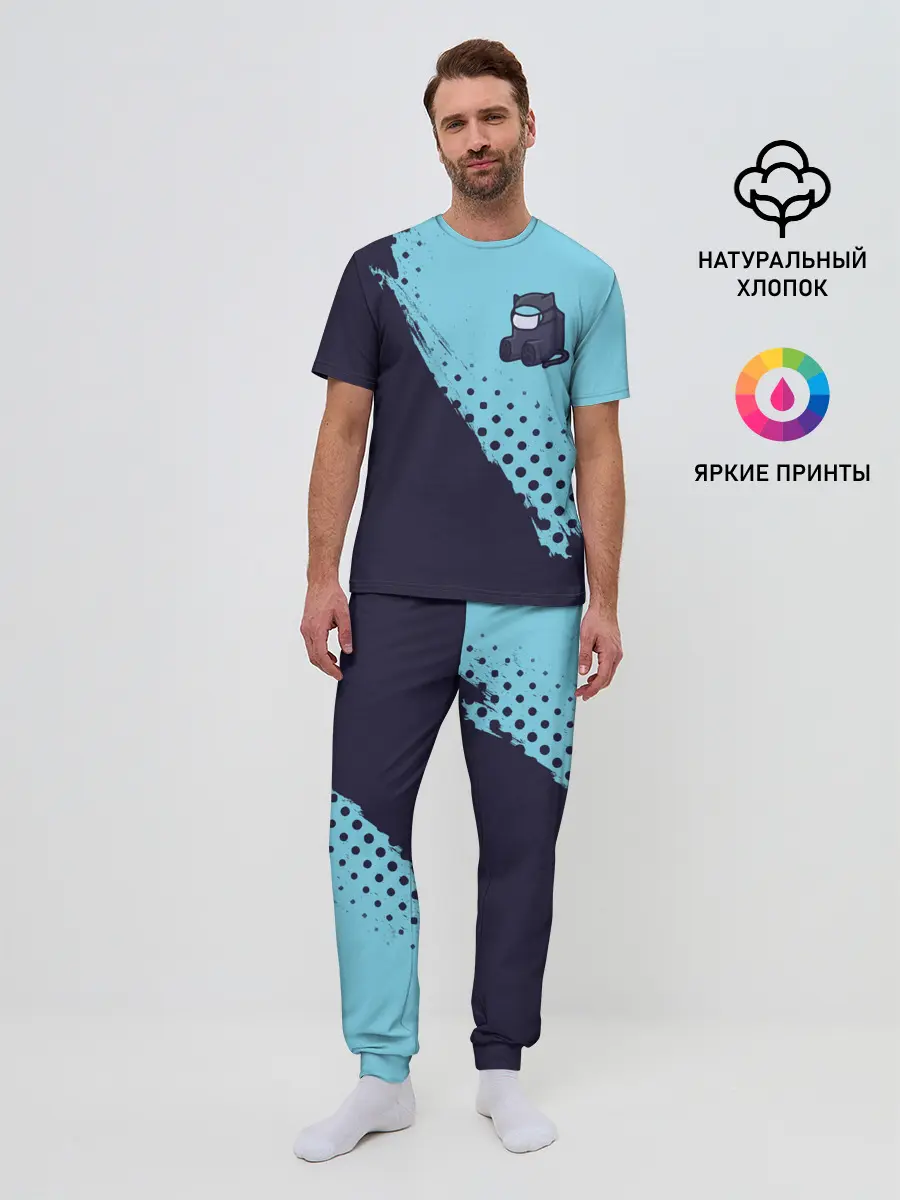 Мужская пижама с брюками / AMONG US - Черный Котик