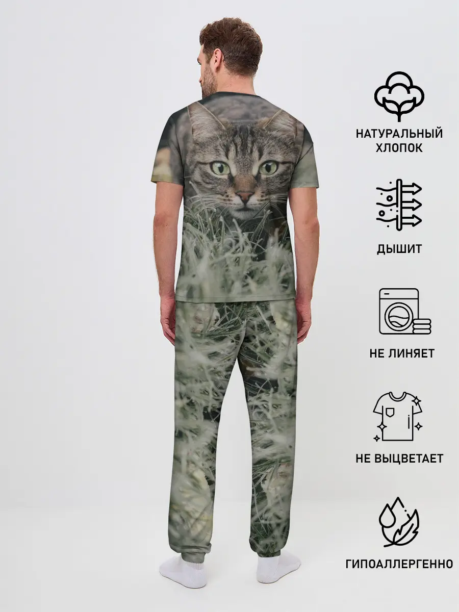 Мужская пижама с брюками / Кошка