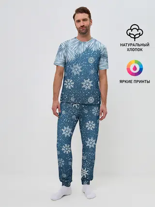 Мужская пижама с брюками / Снежное Настроенние