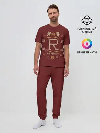 Мужская пижама с брюками / Свитер Рона