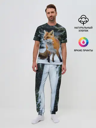 Мужская пижама с брюками / Лиса в зимнем лесу