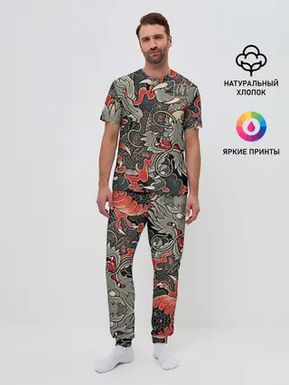 Мужская пижама с брюками / Самурай