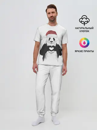 Мужская пижама с брюками / Панда Клаус