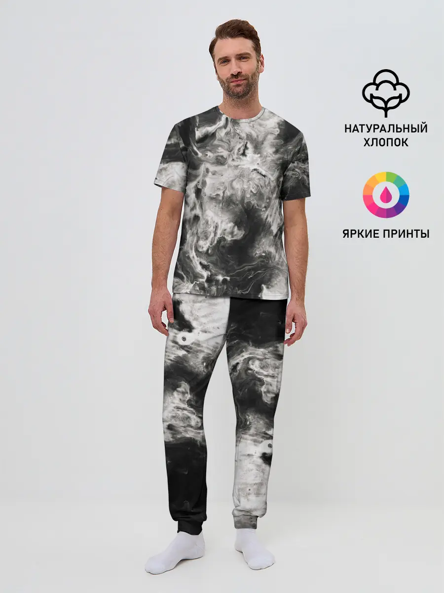 Мужская пижама с брюками / Мрамор