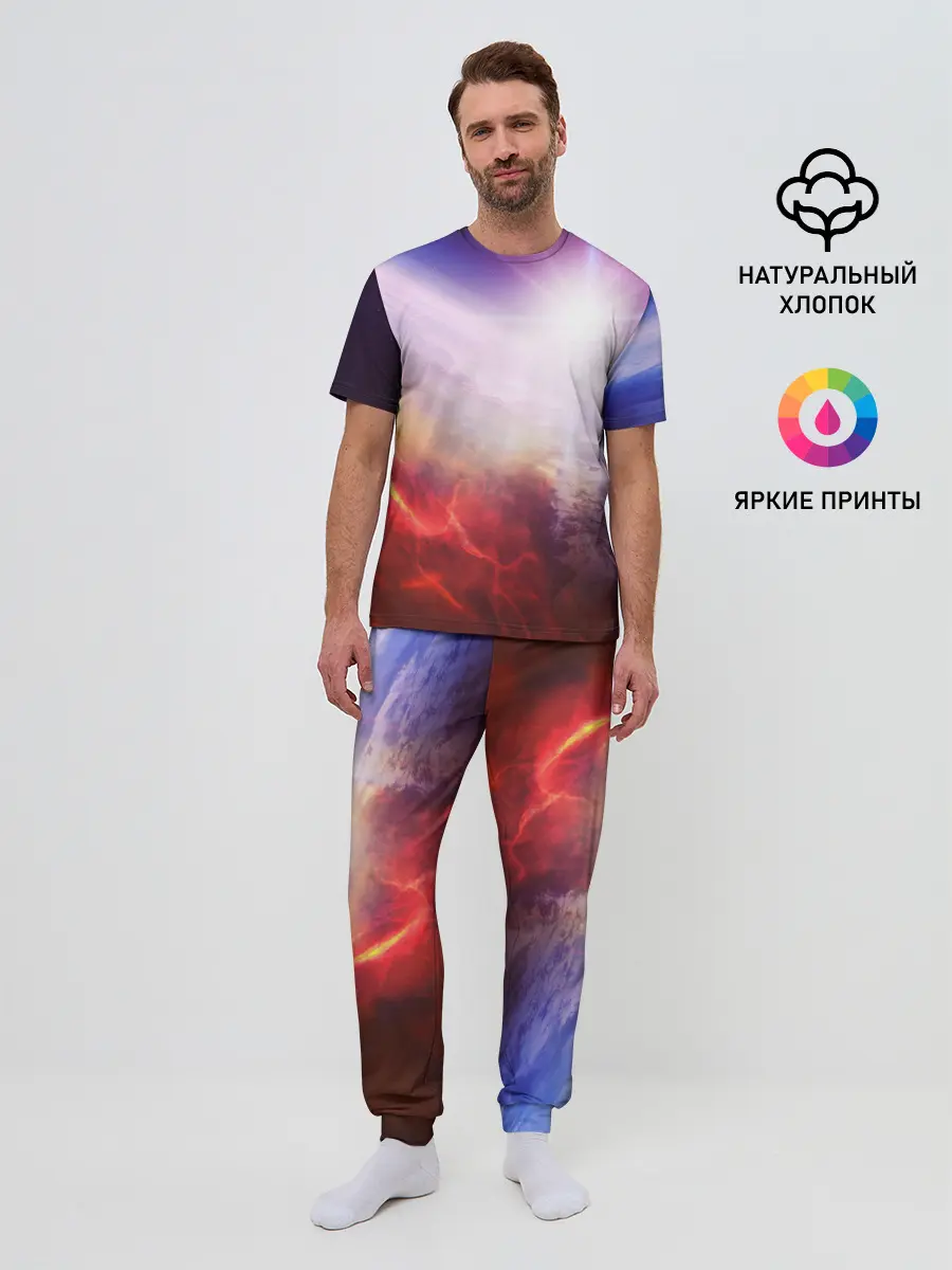 Мужская пижама с брюками / Звезды в неоне