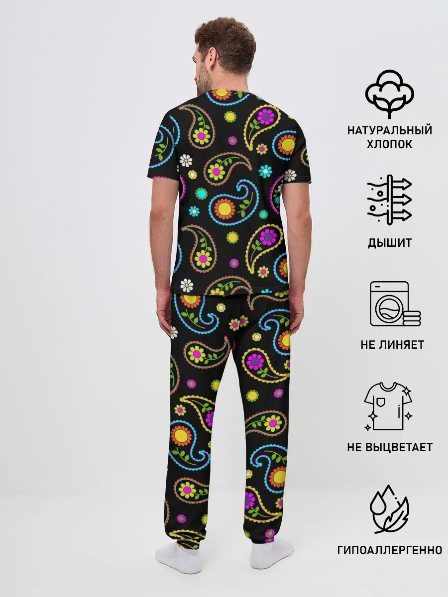 Мужская пижама с брюками / ЦВЕТЫ