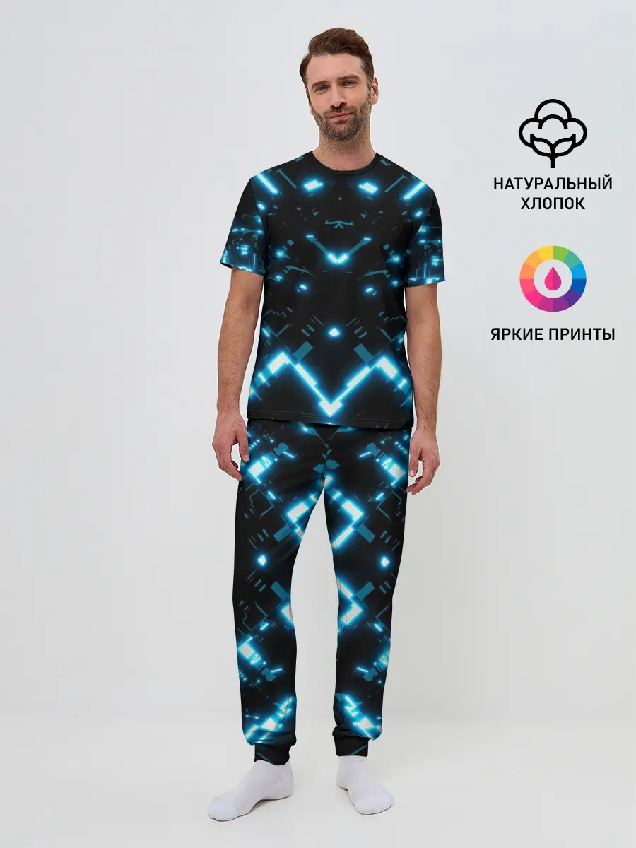 Мужская пижама с брюками / Neon Lights