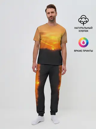 Мужская пижама с брюками / Закат