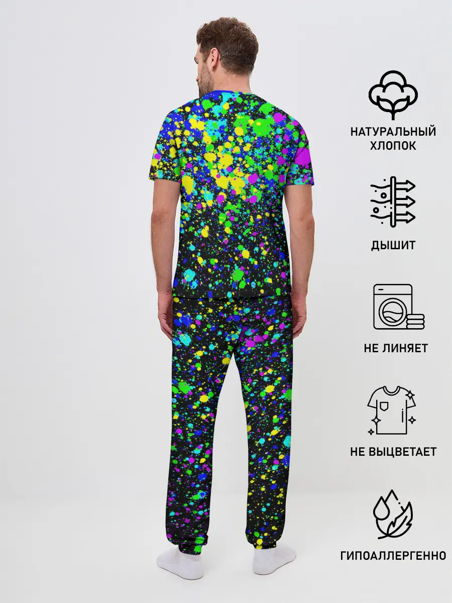 Мужская пижама с брюками / Неоновые краски лета