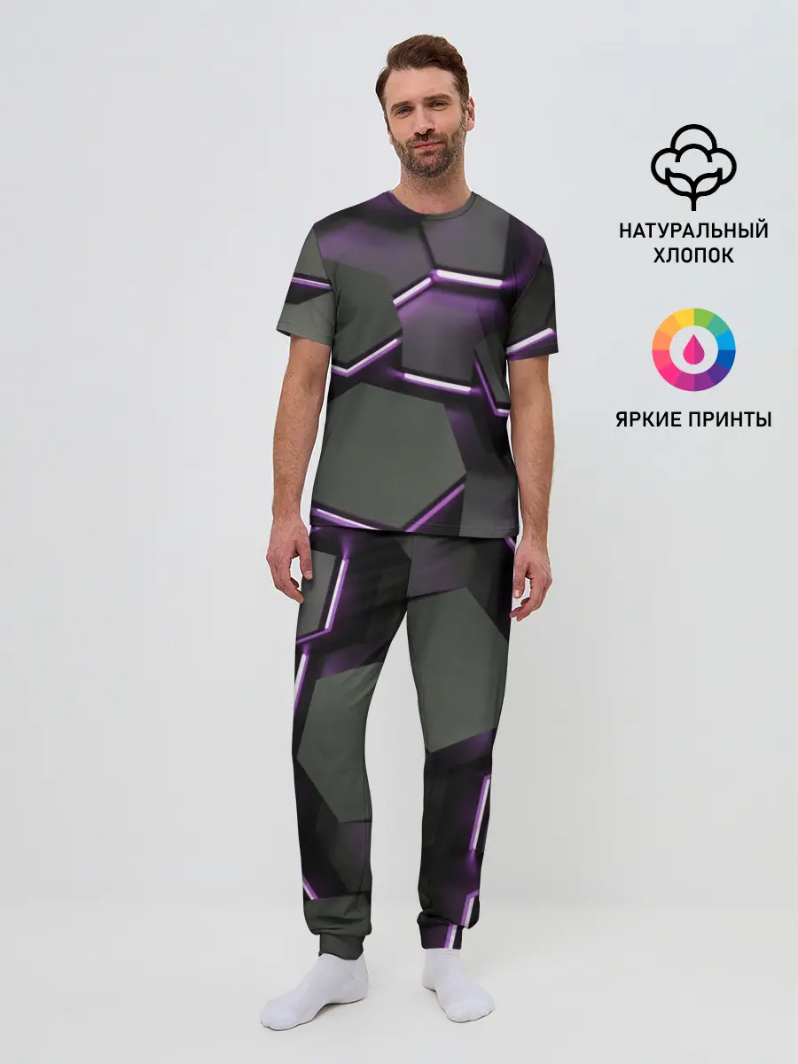 Мужская пижама с брюками / Neon light