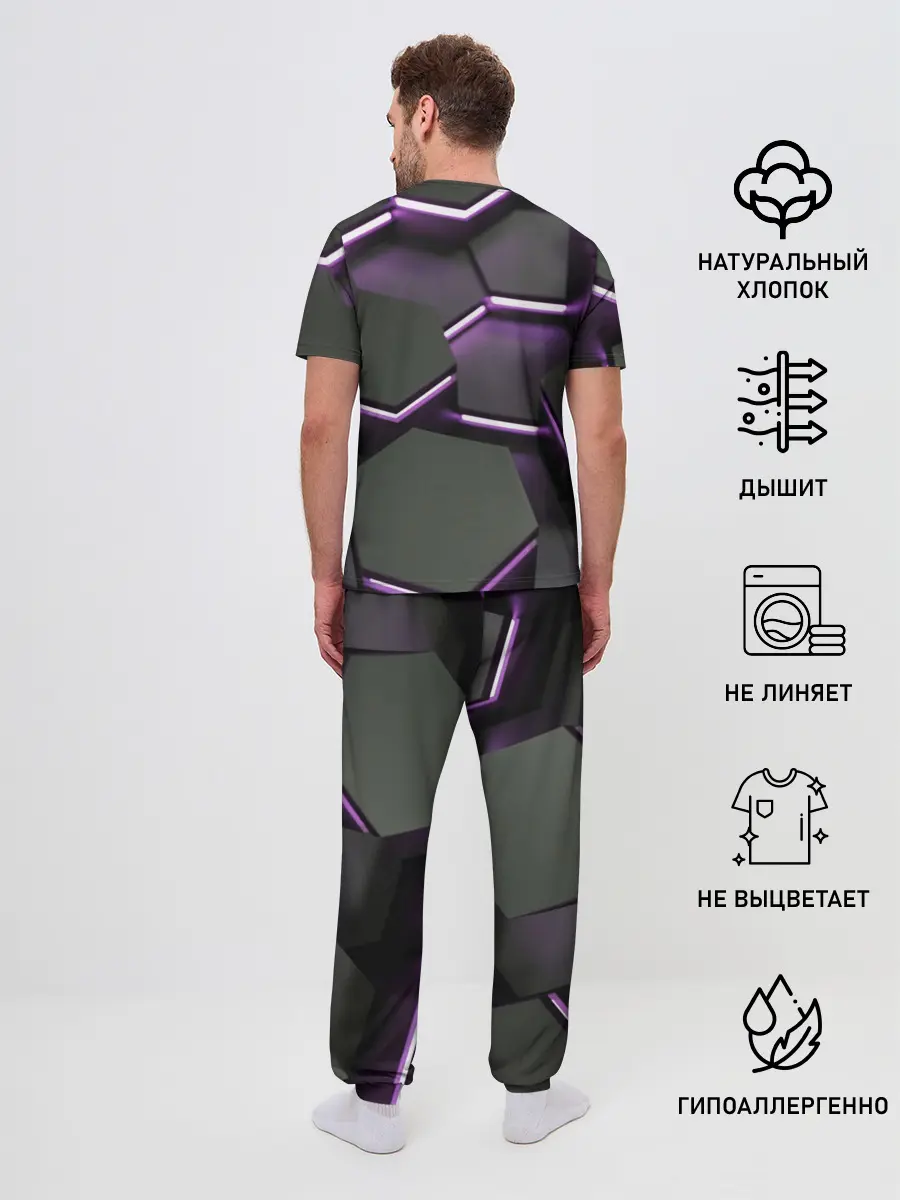 Мужская пижама с брюками / Neon light