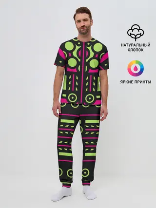 Мужская пижама с брюками / Киберпанк механизмы