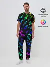 Мужская пижама с брюками / Радужный Паттерн Лого ДжоДжо