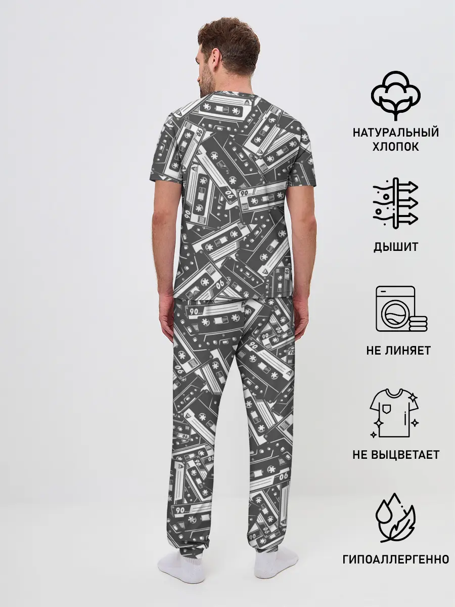 Мужская пижама с брюками / retro pattern