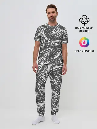 Мужская пижама с брюками / retro pattern
