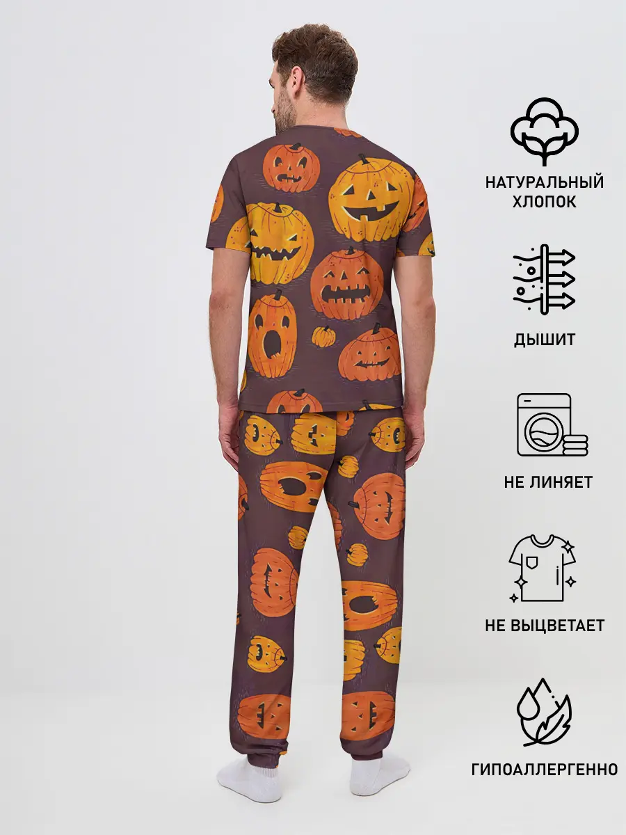 Мужская пижама с брюками / Весёлые тыквы