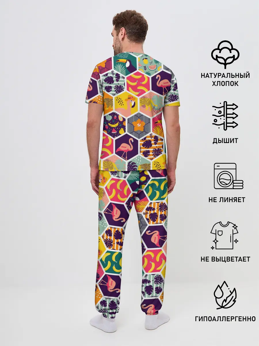 Мужская пижама с брюками / Тропические соты