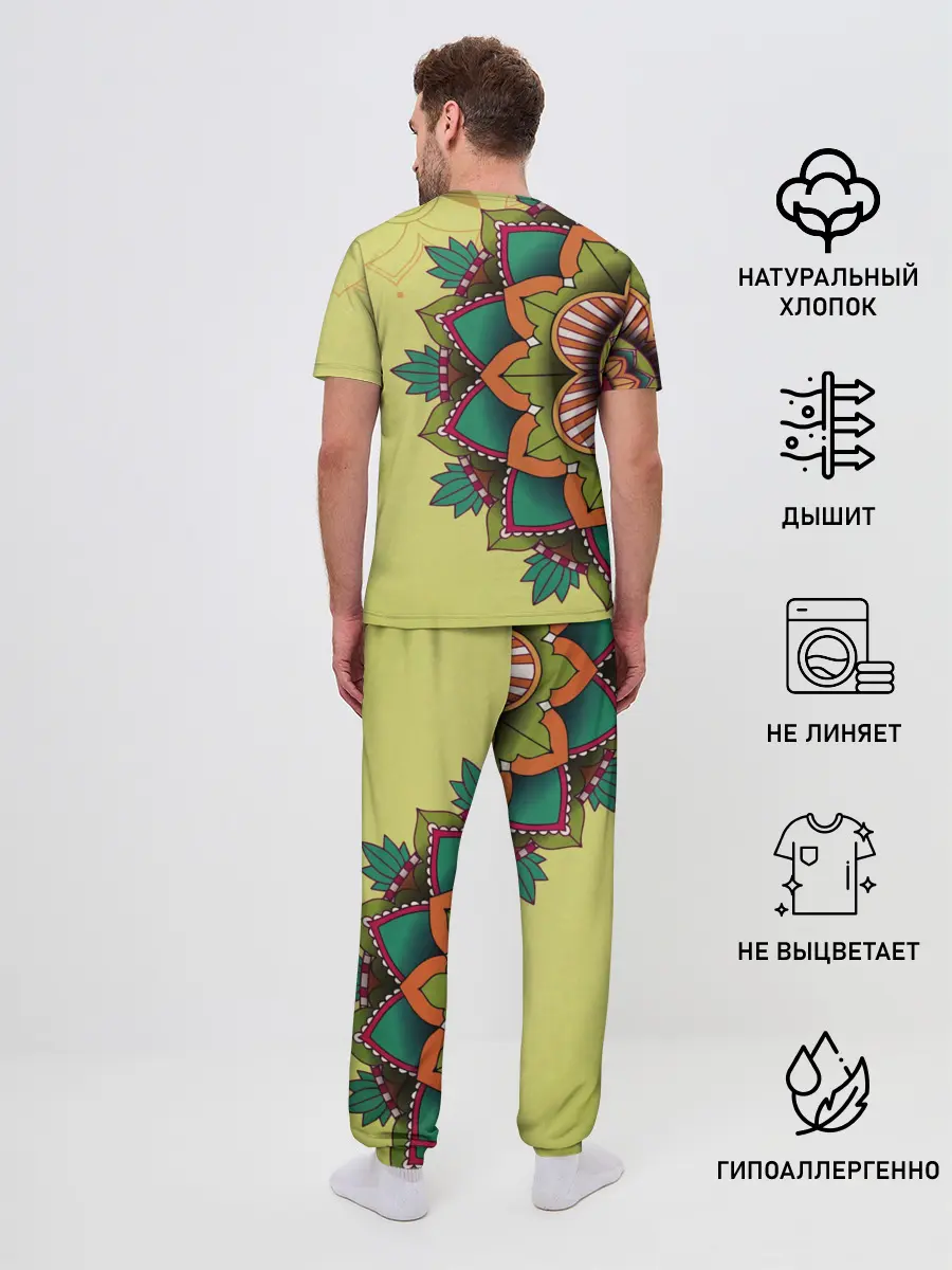 Мужская пижама с брюками / мандала узор тату