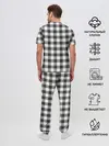 Мужская пижама с брюками / Черно-белая клетка